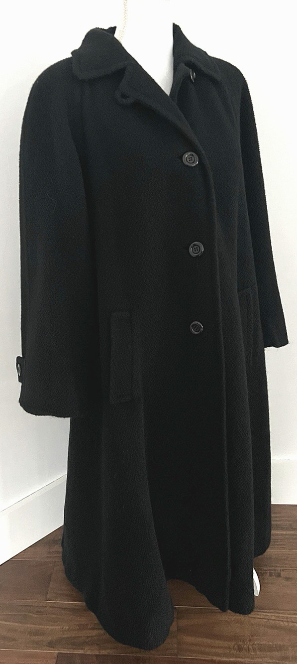 Neiman Marcus Alpaca Vintage Louis Dell'Olio Wool Coat Jacket Black 6 Oversized